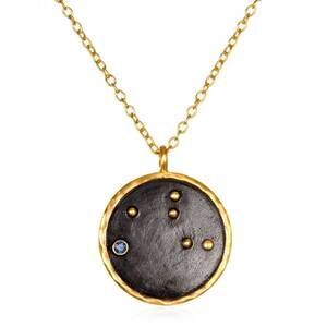 NEW SATYA JEWELRY women's virgo zodiac sapphire necklace in gold/black